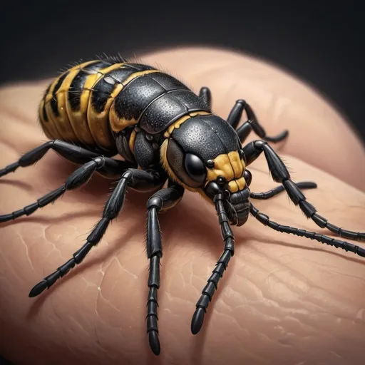 Prompt: It has 3 poisonous stingers on its forelegs and its tail. They are used to sting its enemy repeatedly in western illustration realistic hyperdetailed portrait art style