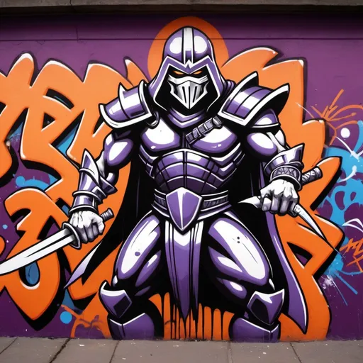 Prompt: Enter The Shredder, in graffiti art style