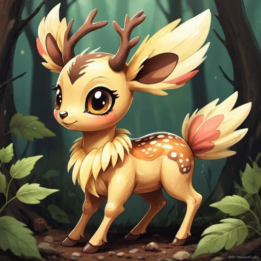 Prompt: Deerling in caterpillar art style