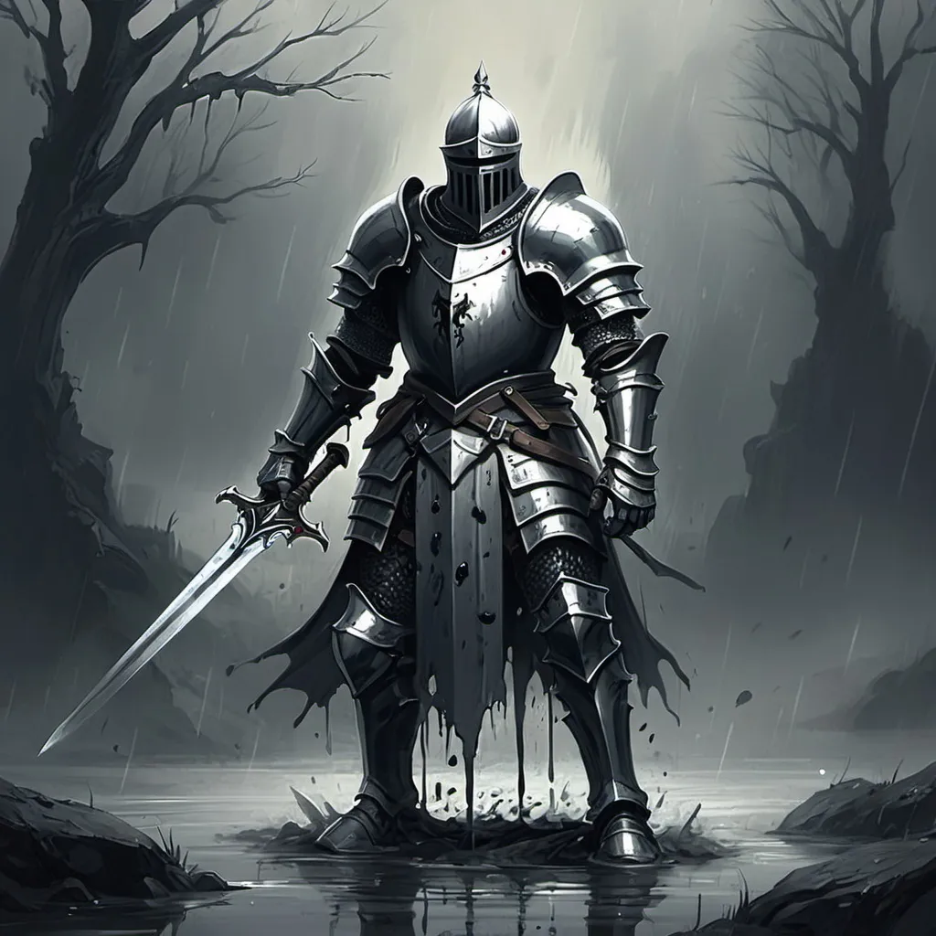 Prompt: Knight of Forceful Fight Nalnes in dripping gloomy art sytle
