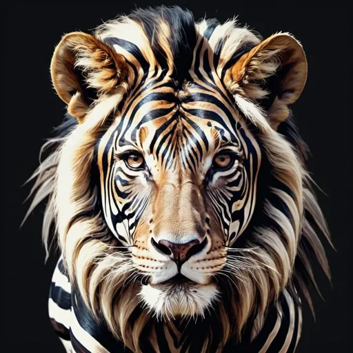 Prompt: zebra lion hybrid in dark type art style
