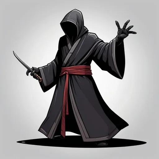 Prompt: A assassin Black Hand Robe on the hunt to silence their target, in cartoon art style