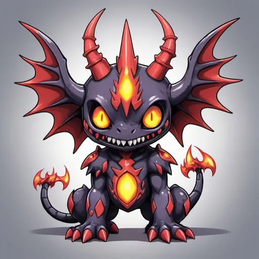 Prompt: Aloof Archfiend in cute digimon art style