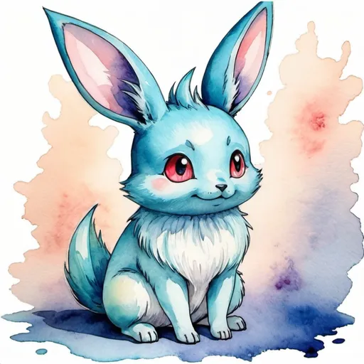 Prompt: Carbuncle of Mysteria in watercolor painting cell shade art style