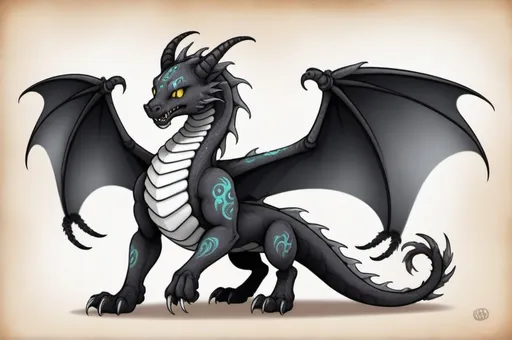 Prompt: Wyrm with paw pads and smokey markings in flying art style