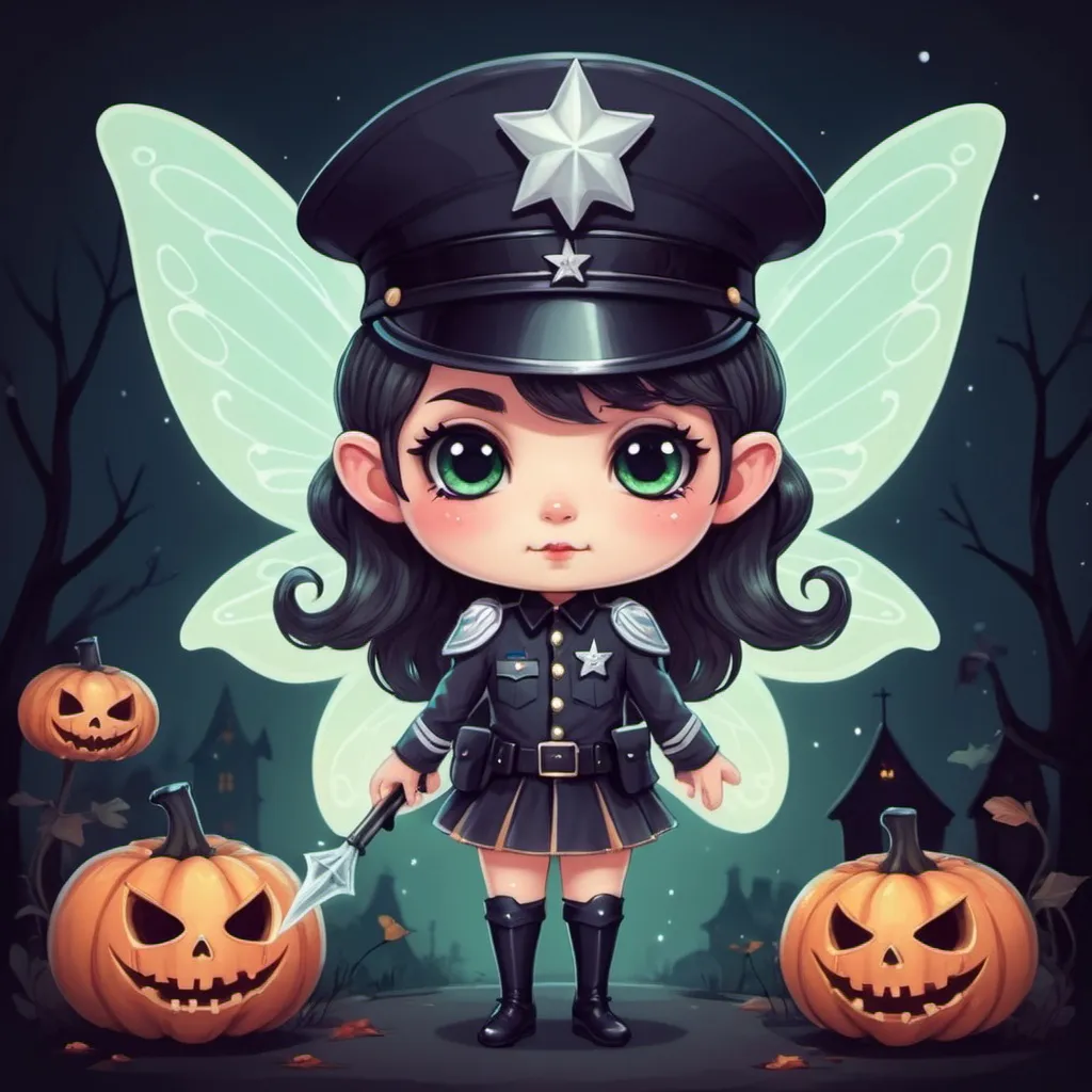 Prompt: Fairy Officer in cute spooky art style
