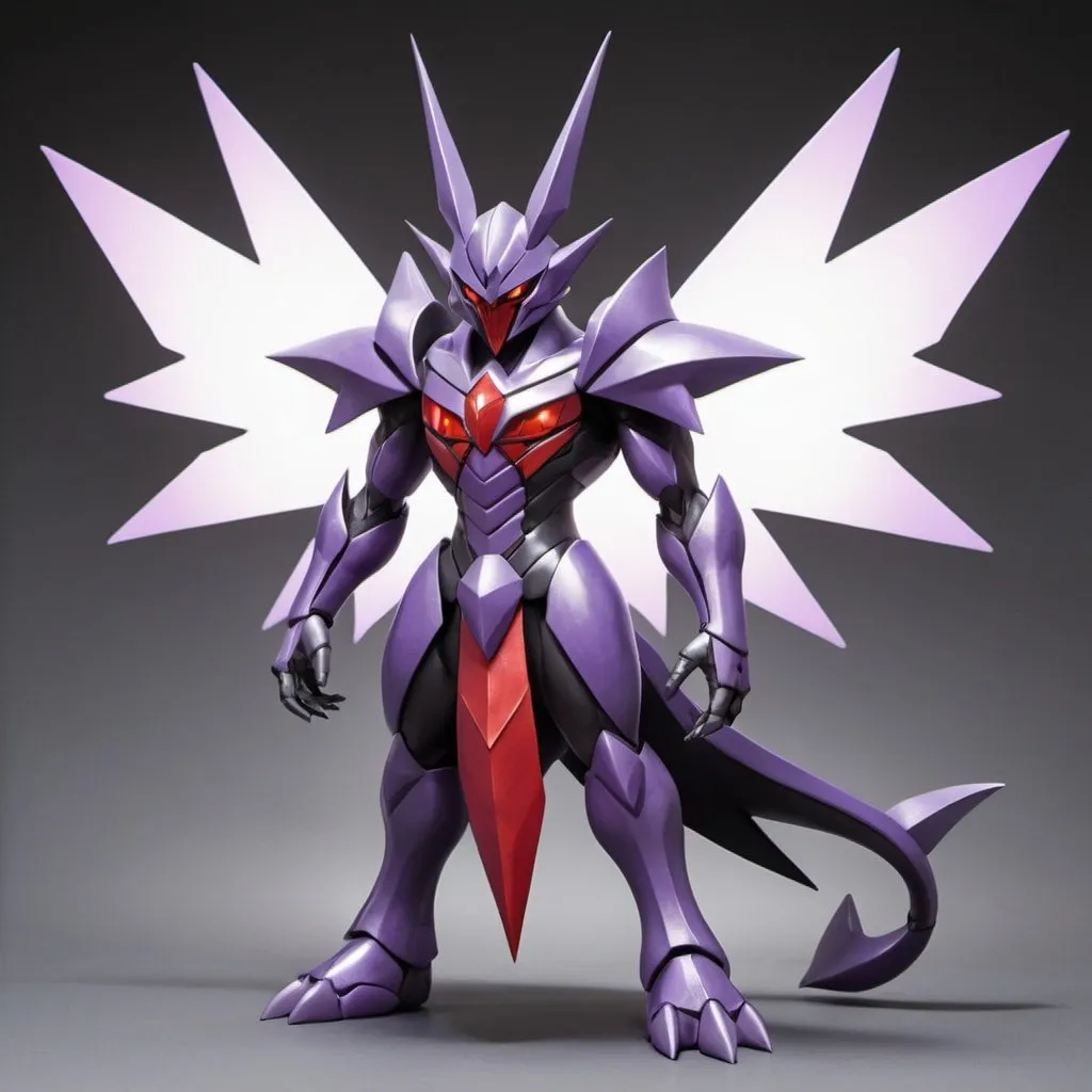 Prompt: Astamon with white light-purple red purple black palette in Ken Sugimori art style