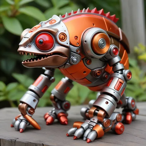 Prompt: Mecha Chameleon bronze silver and orange-red retro-like, best quality, masterpiece
