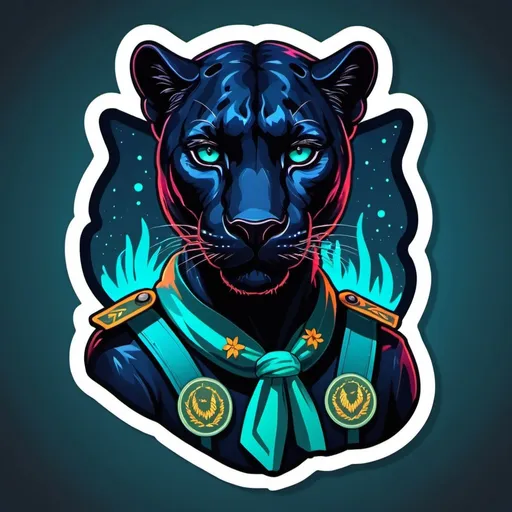 Prompt: Panther Scout in sticker  translucid luminescence art style