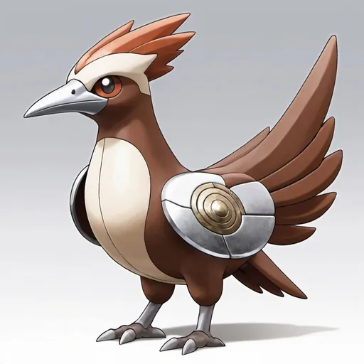 Prompt: Ancient Troiamon with brown and silver palette in Ken Sugimori art style