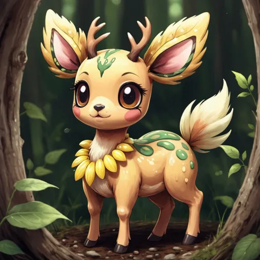 Prompt: Deerling in caterpillar art style