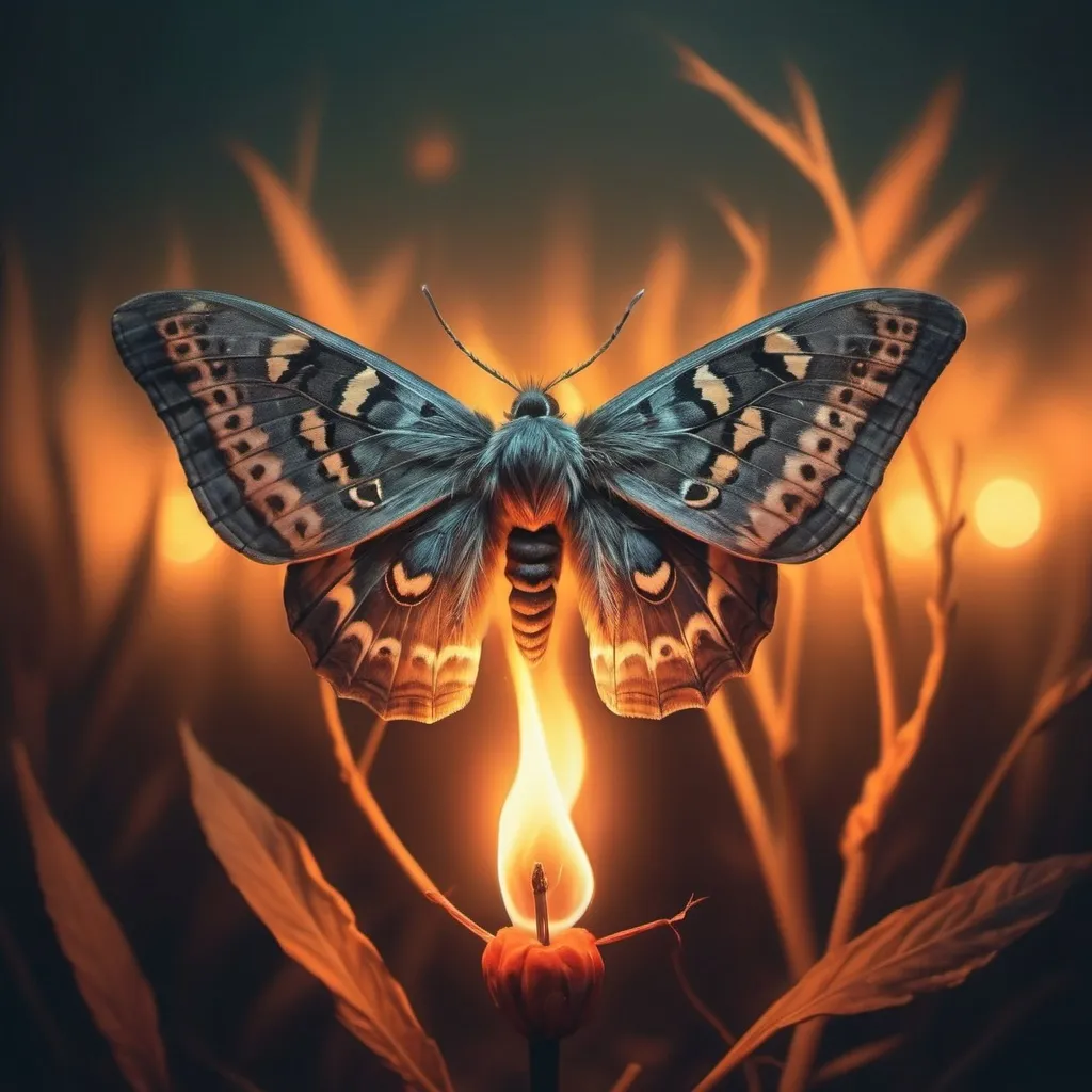 Prompt: Moth to Flame in tonalism art style
