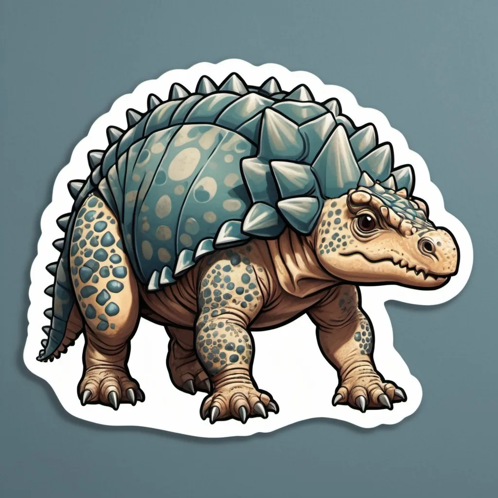 Prompt: Rockback Ankylosaurus in sticker silk art style