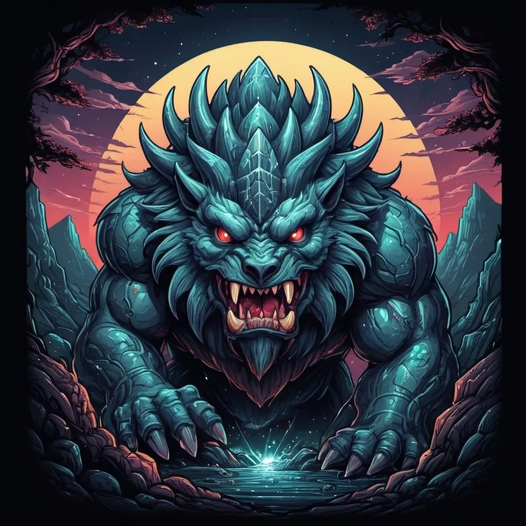 Prompt: Löwemon in Dan Mumford  art style
