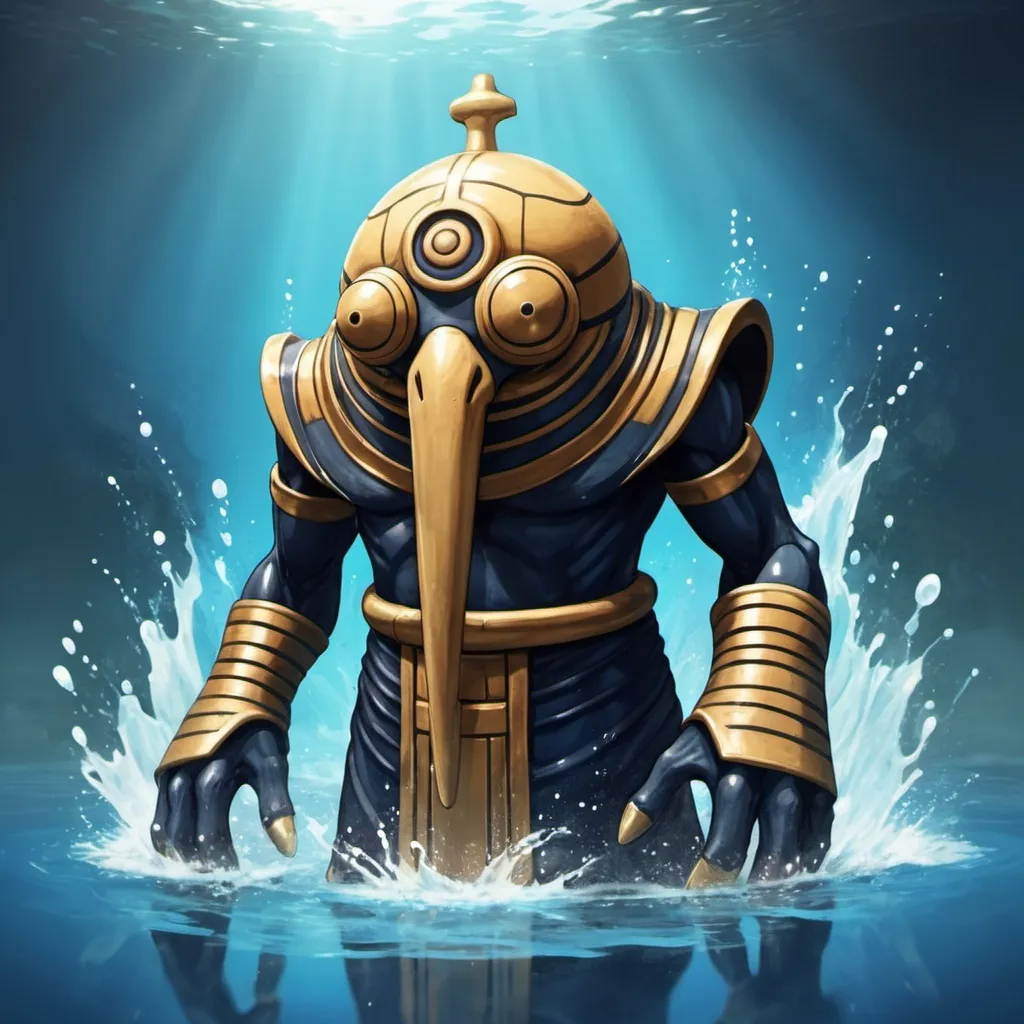 Prompt: Cofagrigus in water type art style