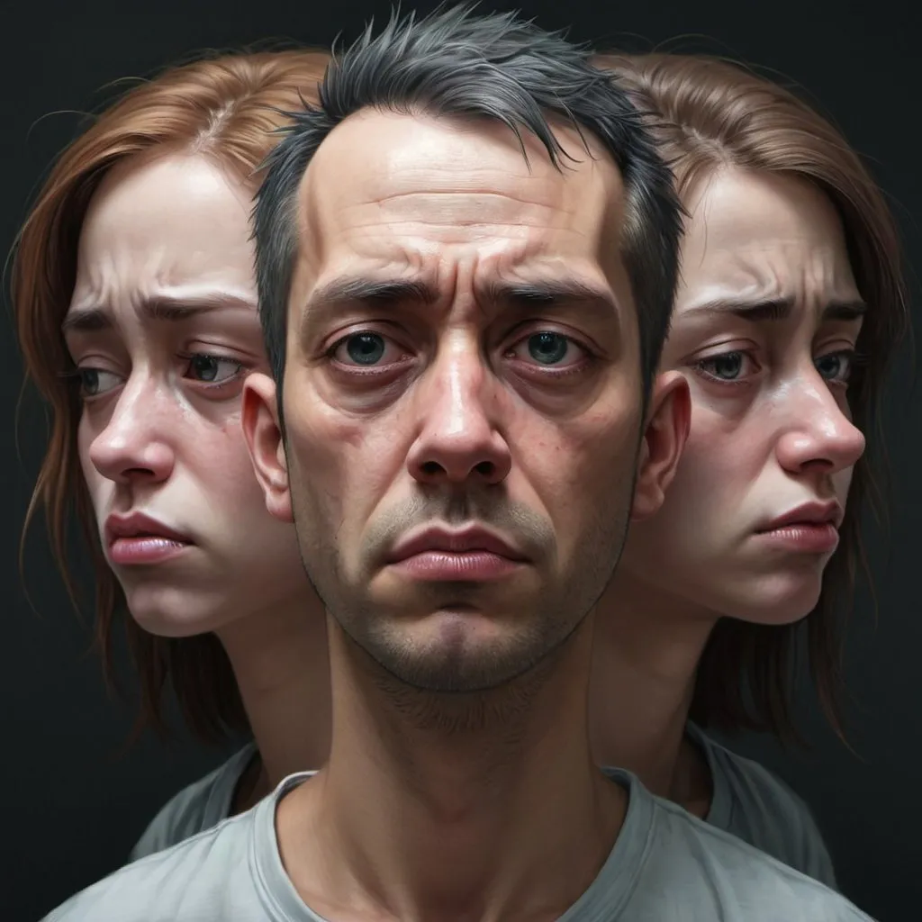 Prompt: Its cries are very noisy. This is because each of the three heads thinks about whatever it likes in gloomy realistic hyperdetailed portrait art style