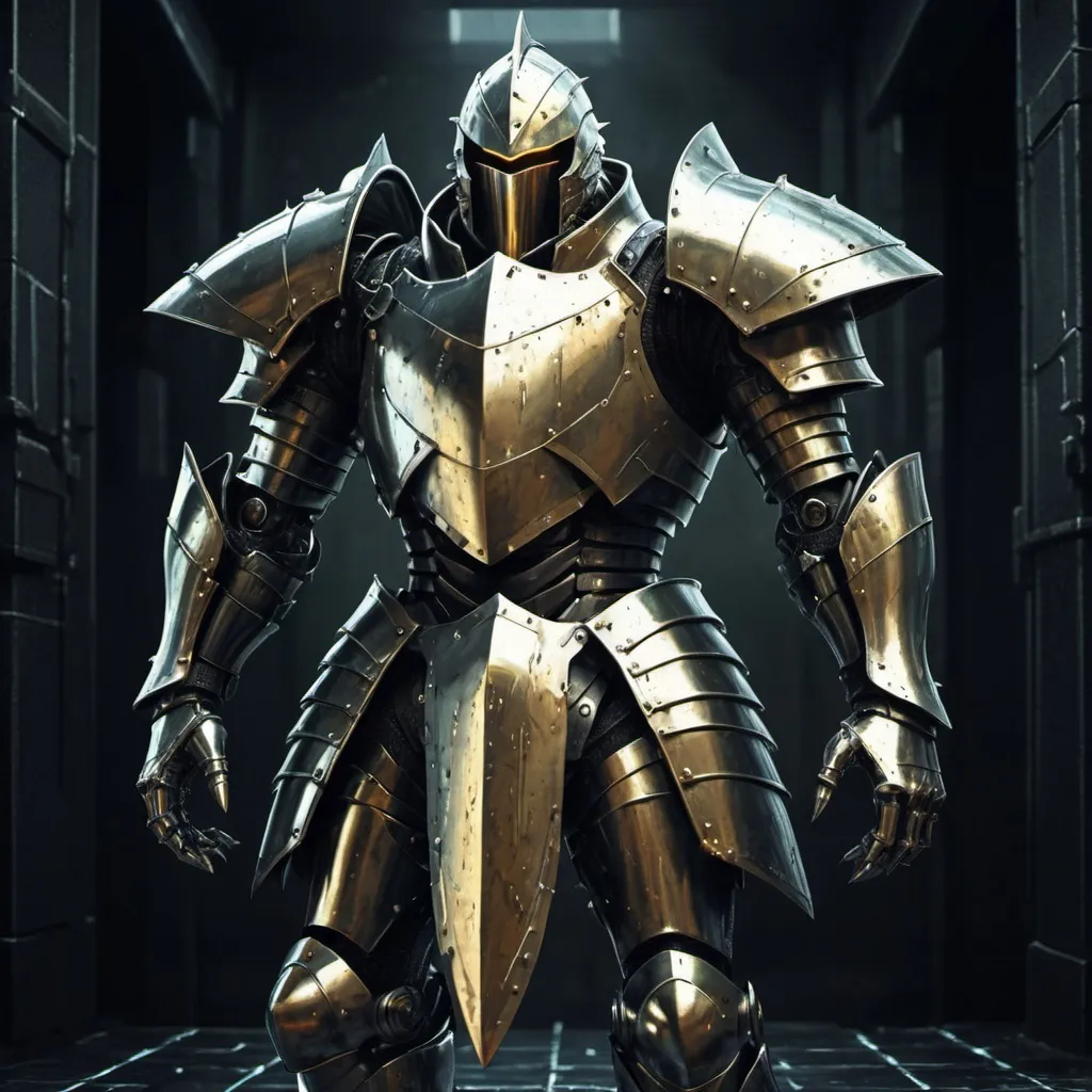 Prompt: Gelt Resolute Knight in monster  cybermatrix art style