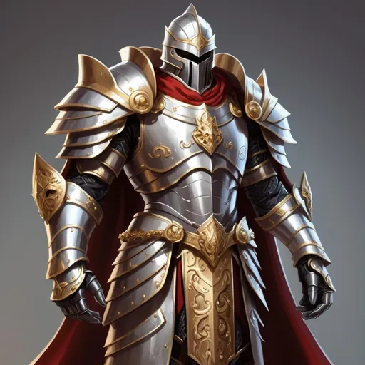 Prompt: A Imperial in Battlemage Palatine Armor fierce and regal in silver gold and bronze, in cartoon art style