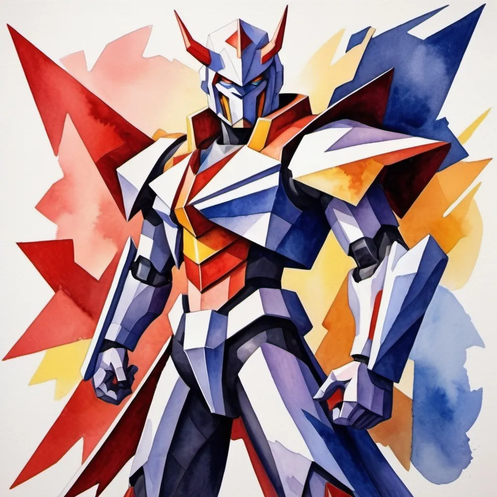 Prompt: LightningGun Eradicator Ouban in cubism watercolor painting art style