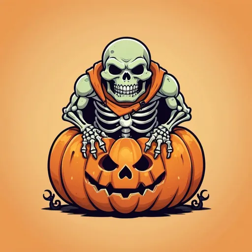 Prompt: Skeleton Ogre in cute pumpkin art style