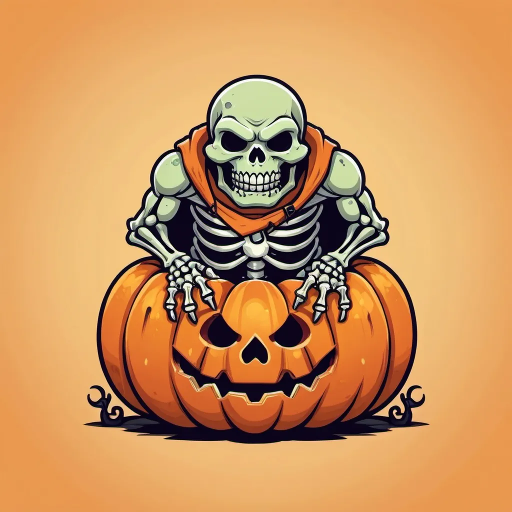 Prompt: Skeleton Ogre in cute pumpkin art style