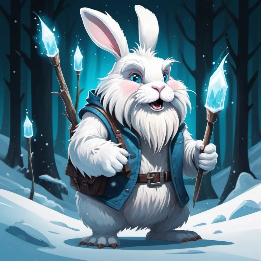 Prompt: Quadra Magic in rabbit yeti art style