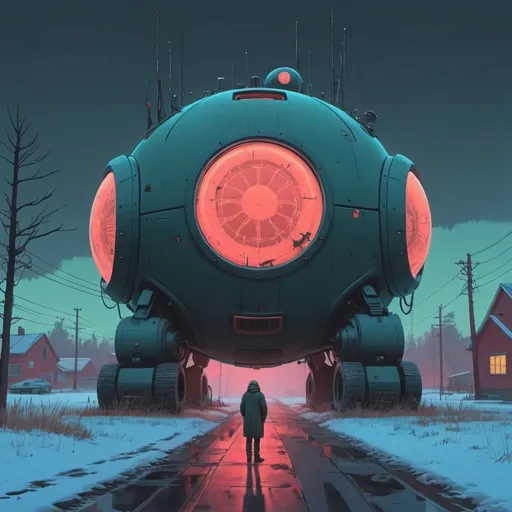 Prompt: Appears to be more active at night. It loves round and shiny things. It can't stop from picking them up in anatomical illustration  in cyber matrix Simon stalenhag  art style