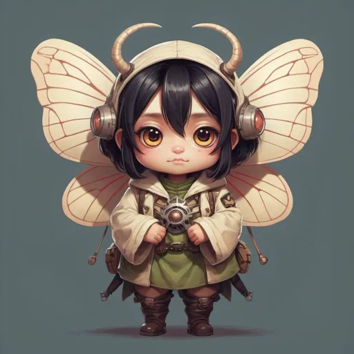 Prompt: Ogrehunter Momo in cute  moth art style