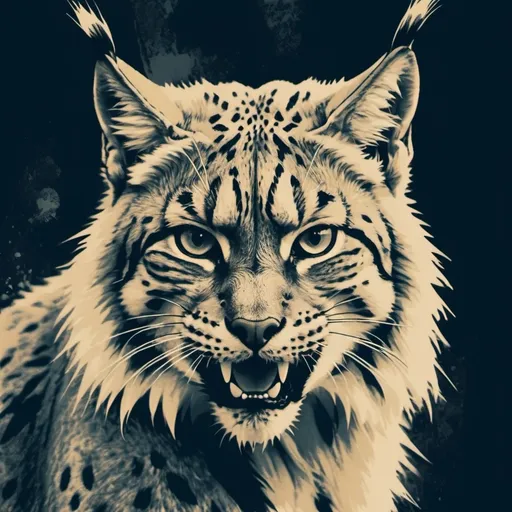 Prompt: slash lynx in anthotype print art style