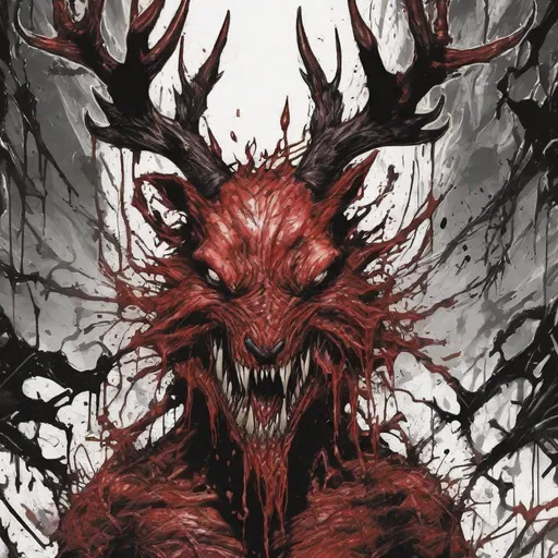 Prompt: Carnage Jackalope, pure evil and full of murderous intent, masterpiece, best quality, in marvel art style