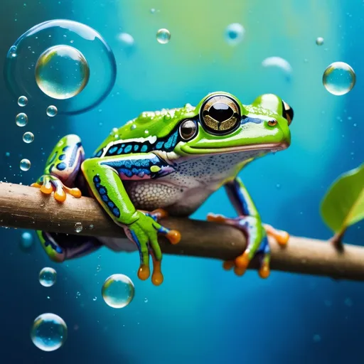 little frog hiding in a pond with just his eyes looking out of muddy water  and air bubbles surrounding him. disguise, camouflage, amphibian concept  Stock Photo - Alamy