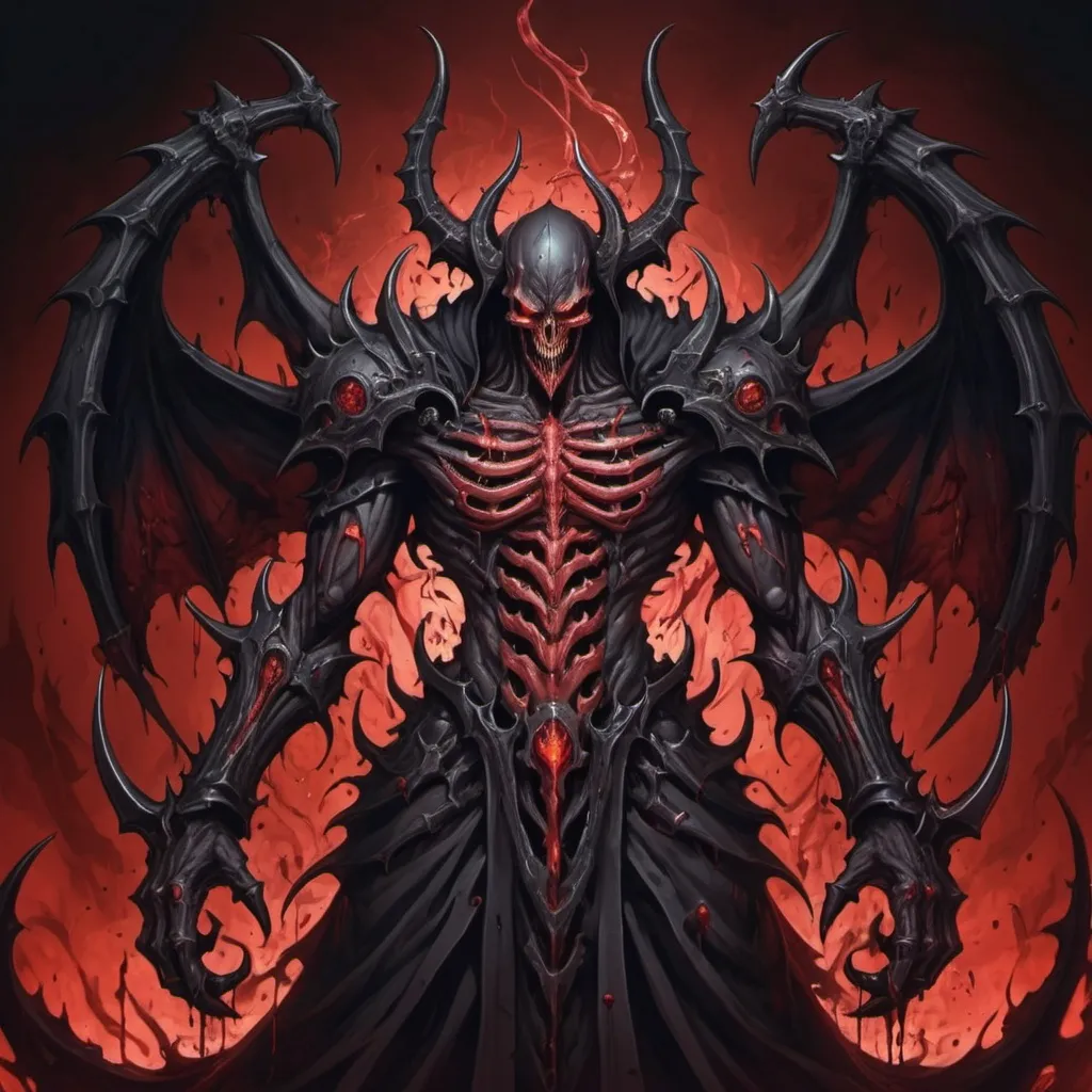 Prompt: Archfiend of Sorrows in blood art style