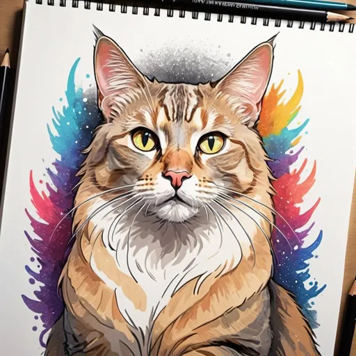 Prompt: Holy Lightwing in color sketch note cat art style