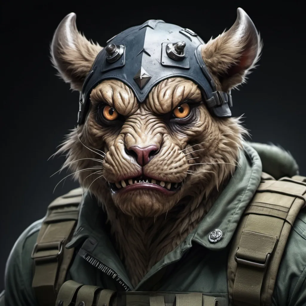 Prompt: Impact Soldier in monster hyperrealistic animal portrait art style