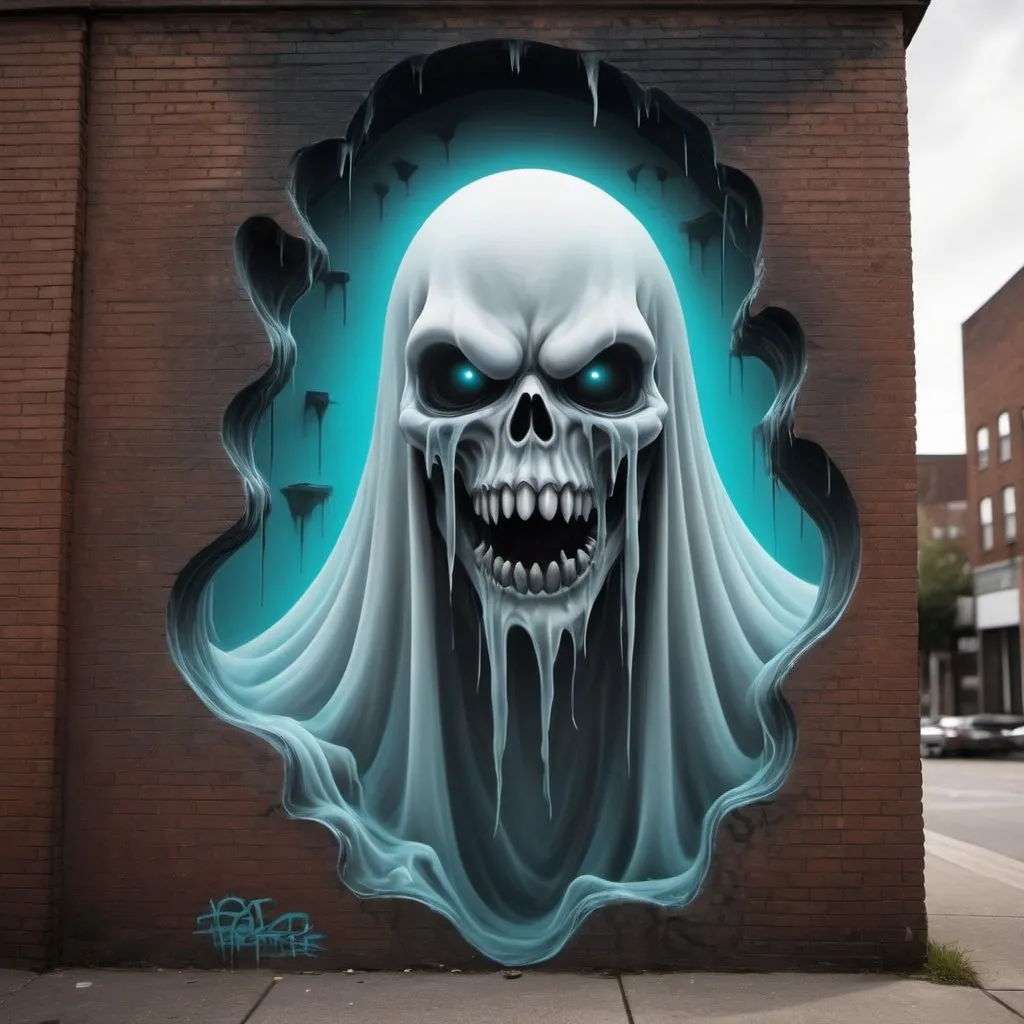 Prompt: ghostly creature in 3d urban art style
