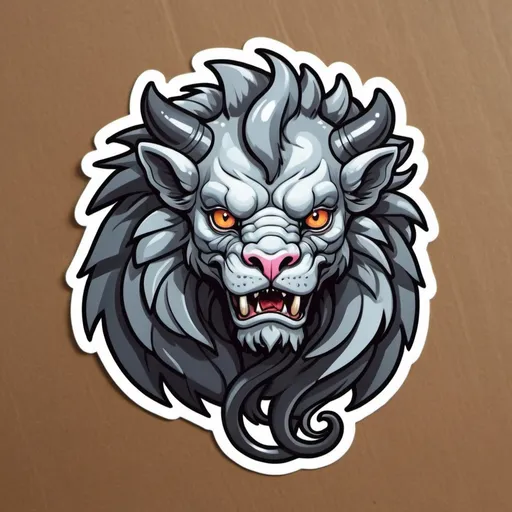 Prompt: Regalore Steel Chimera in sticker didacticism  art style
