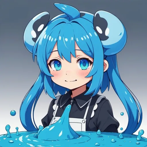Prompt: Slime with vivid-blue palette in kemono friends art style
