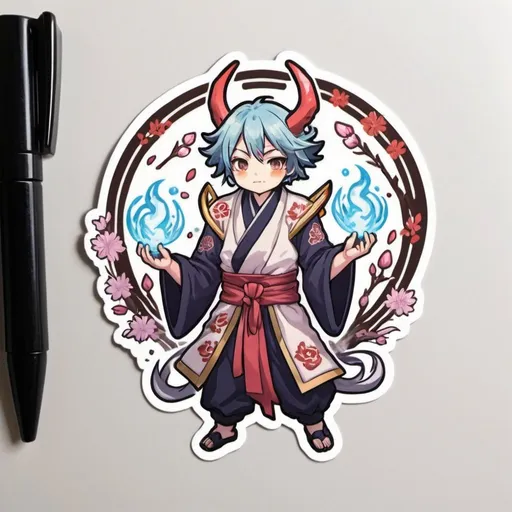 Prompt: Shikigami Summons in sticker spring art style