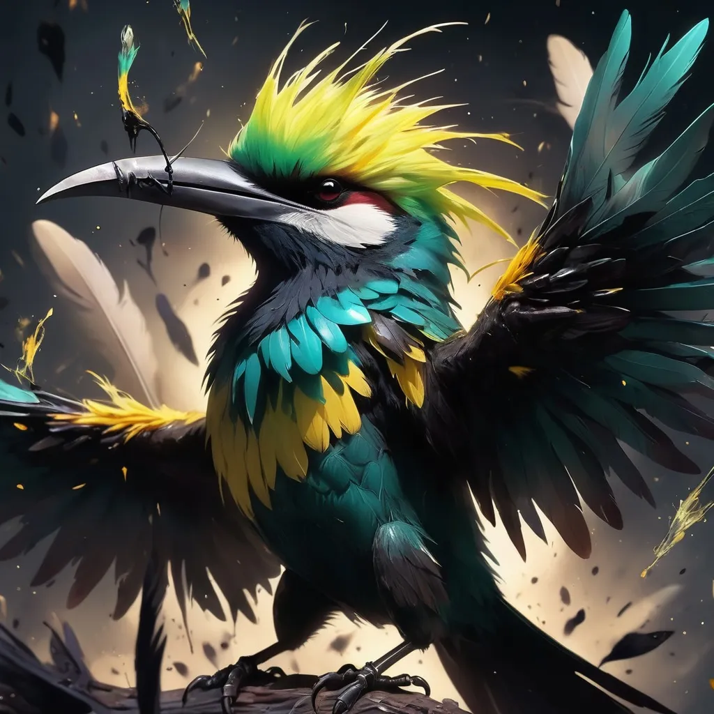 Prompt: Consumer of souls Bee-Eater with feathers of inky darkness made of void nightmare and shadows, Masterpiece, Best Quality
