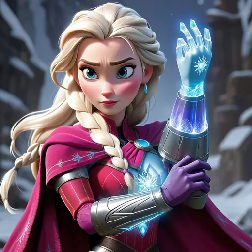 Prompt: Elsa wearing Power Gauntlet, It might awaken latent super powers, Masterpiece, Best Quality