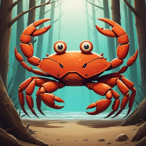 Prompt: Timber Trickster in crab art style
