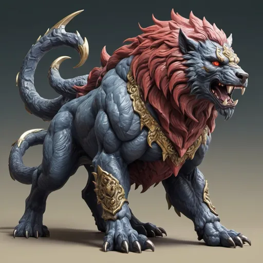 Prompt: Guardian Beast in scale art style