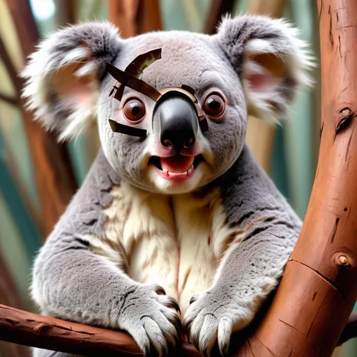Prompt: Koala staring with a frightening look on their face inspiring terror in all, in anachronism art style, masterpiece, best quality, background the outback