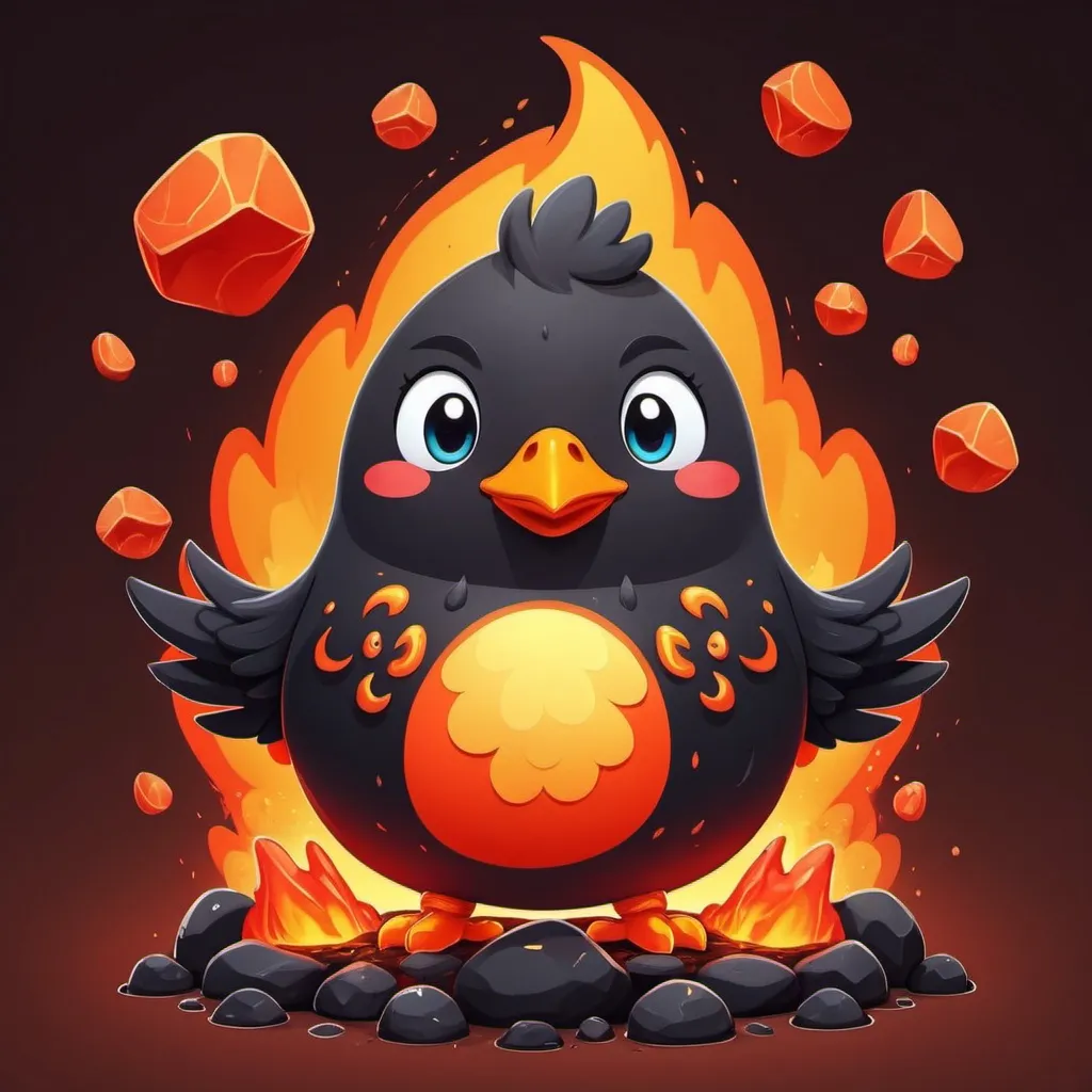 Prompt: Fortune Fowl in cute lava art style