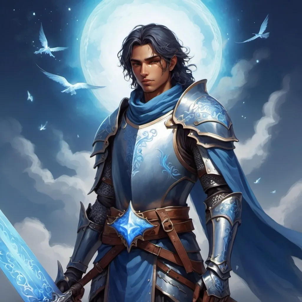 Prompt: Knight of Blue Skies Shanak in ethereal fantasy rp fantasy game art style