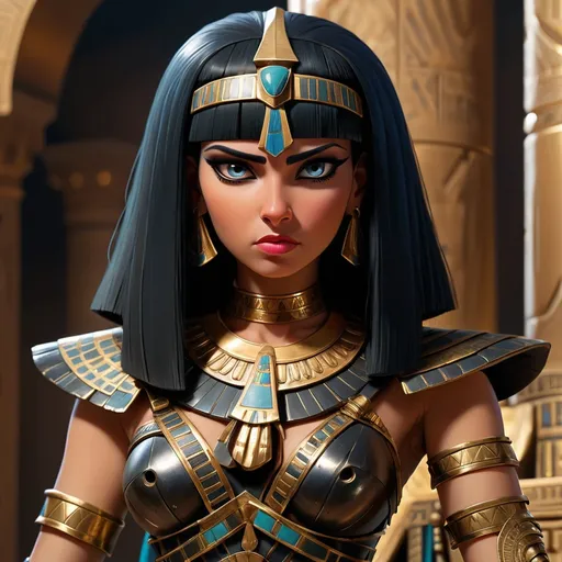 Prompt: Cleopatra in dark sinister armor