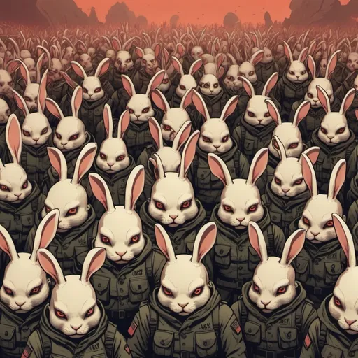Prompt: Army of the Damned in rabbit art style