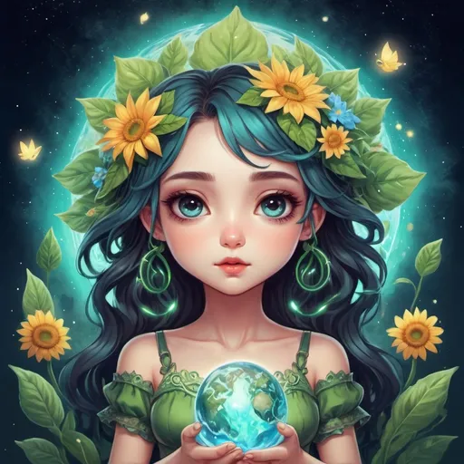 Prompt: Awakened Gaia in cute imaginative art style