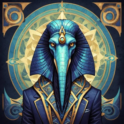 Prompt: Thoth in monster geoabstract art style