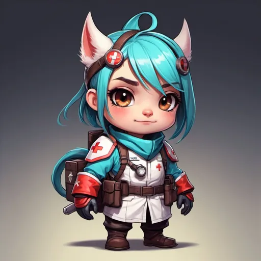 Prompt: Dragoon Medic in cute ebra art style